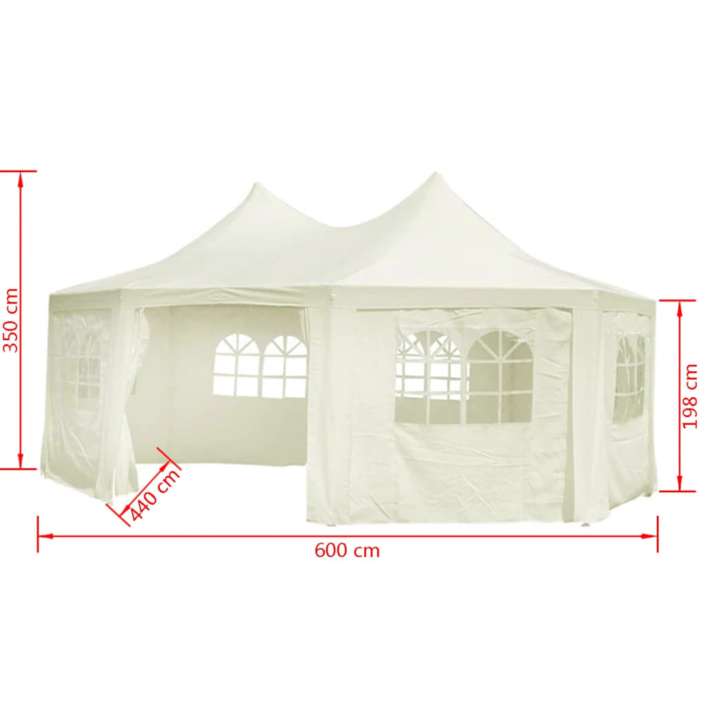 vidaXL Octagonal Party Tent Cream 19.7'x14.4'x11.5'