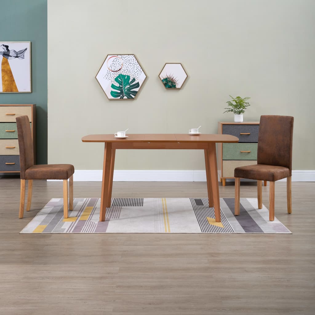 vidaXL Dining Chairs Side Chair with Wood Legs for Kitchen Faux Suede Leather