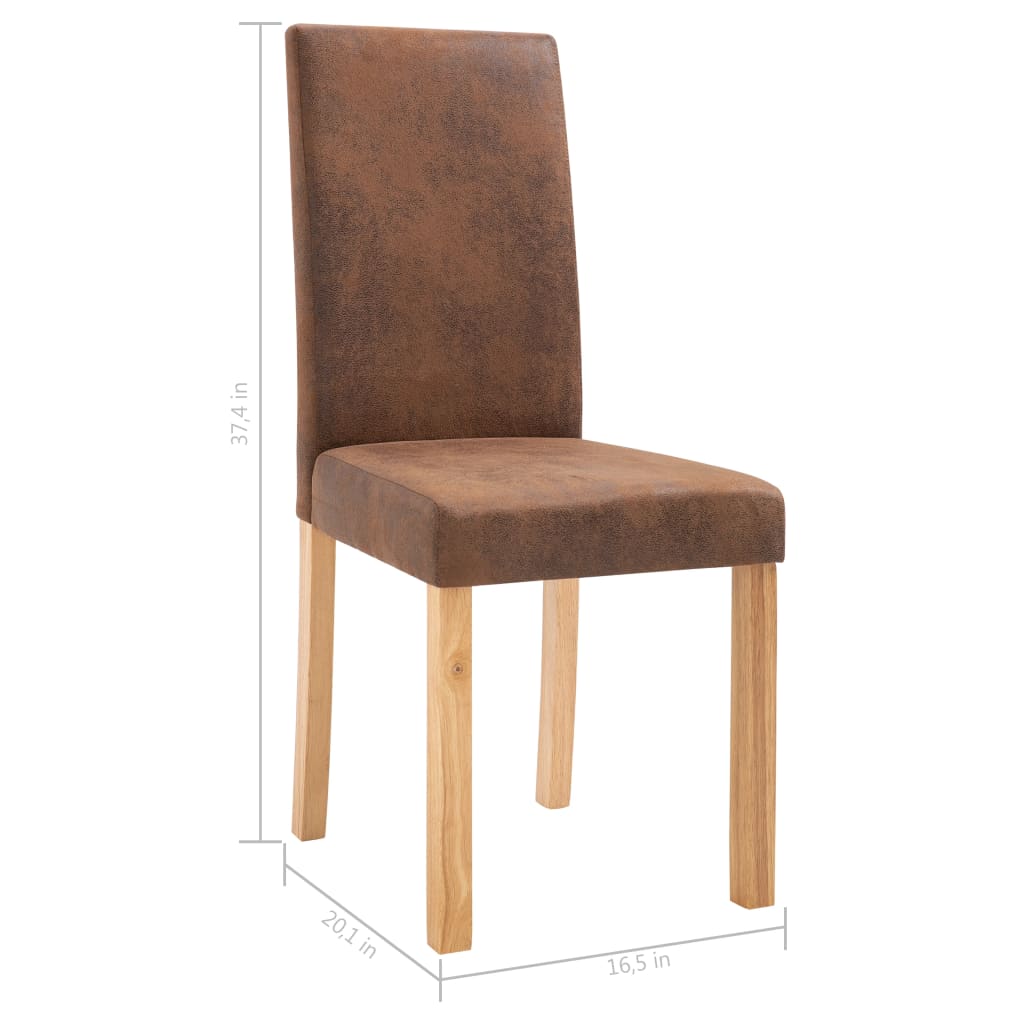 vidaXL Dining Chairs Side Chair with Wood Legs for Kitchen Faux Suede Leather