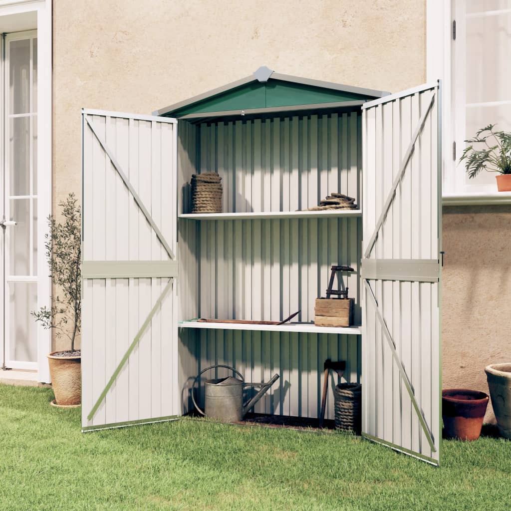 NNEVL Garden Shed Green 116x45x175 cm Galvanised Steel