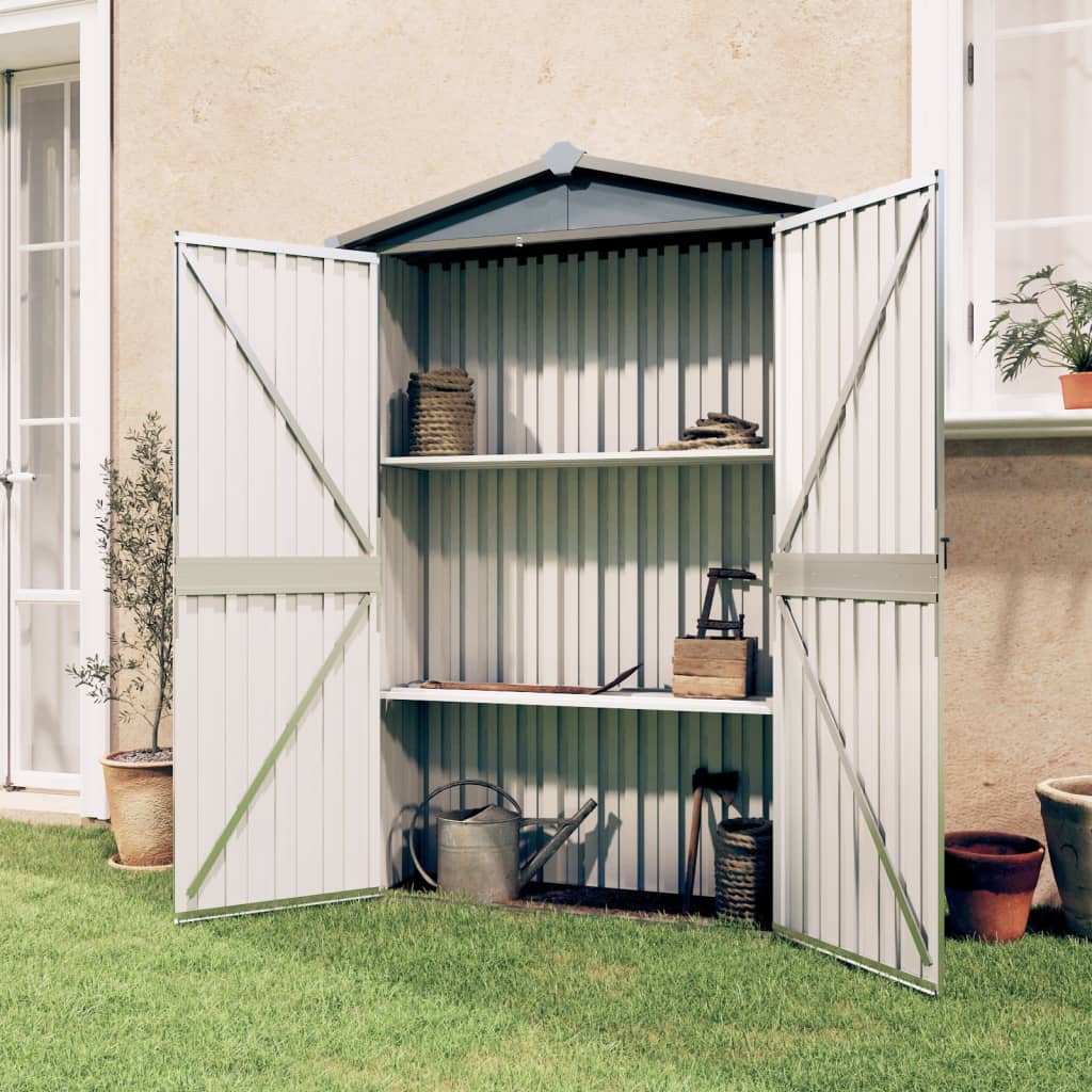 vidaXL Outdoor Storage Shed Garden Shed for Patio Backyard Galvanized Steel