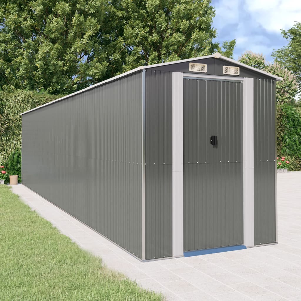vidaXL Storage Shed Outdoor Storage Shed for Backyard Patio Galvanized Steel