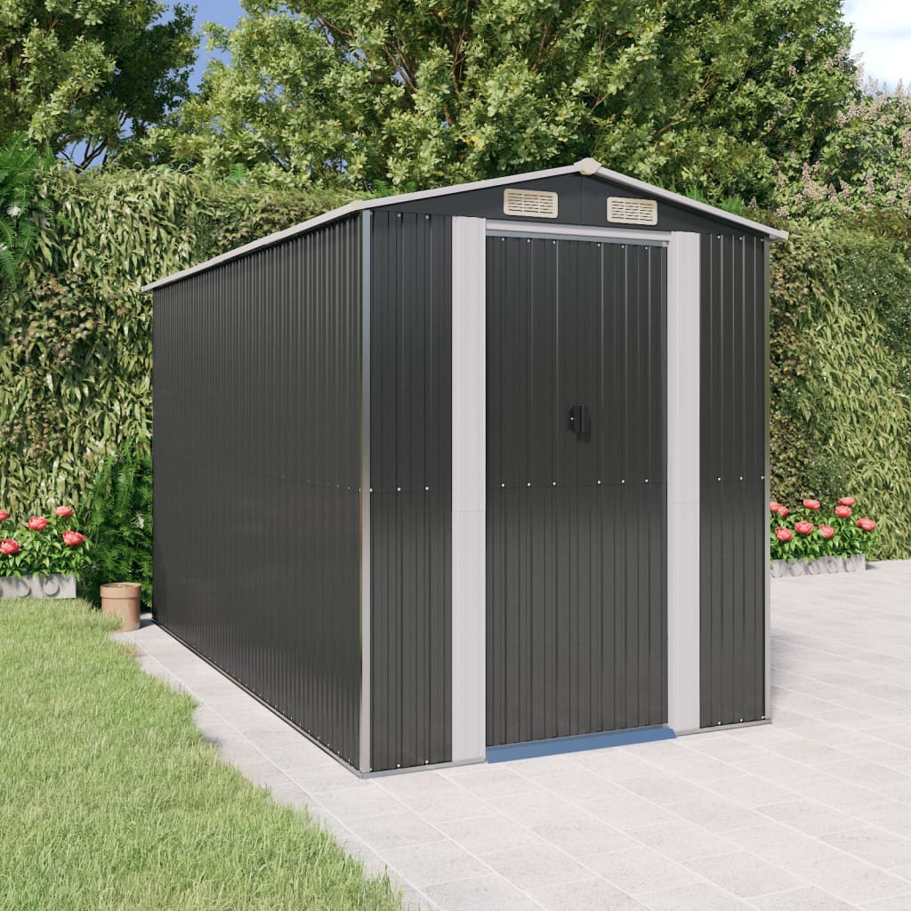 vidaXL Storage Shed Outdoor Storage Shed for Backyard Patio Galvanized Steel