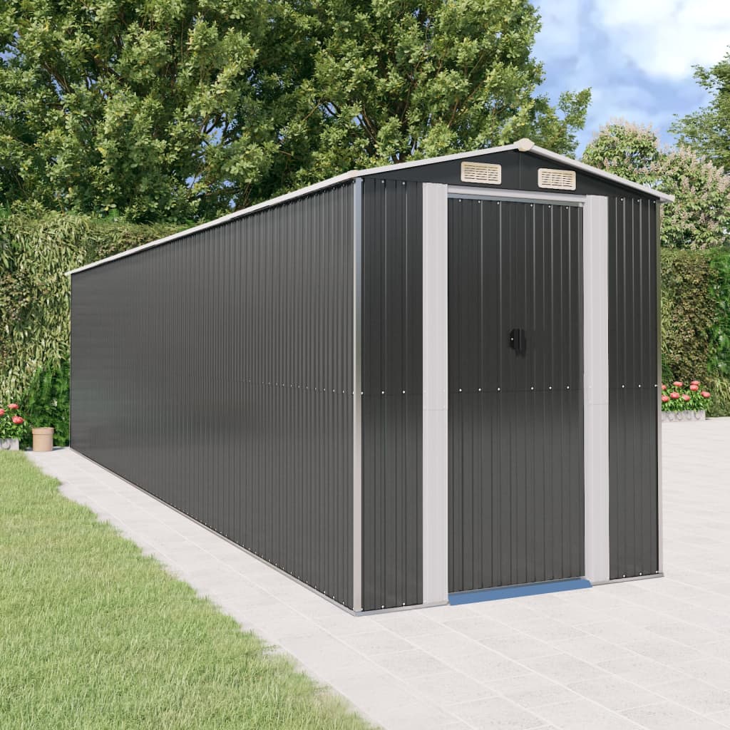 vidaXL Storage Shed Outdoor Storage Shed for Backyard Patio Galvanized Steel