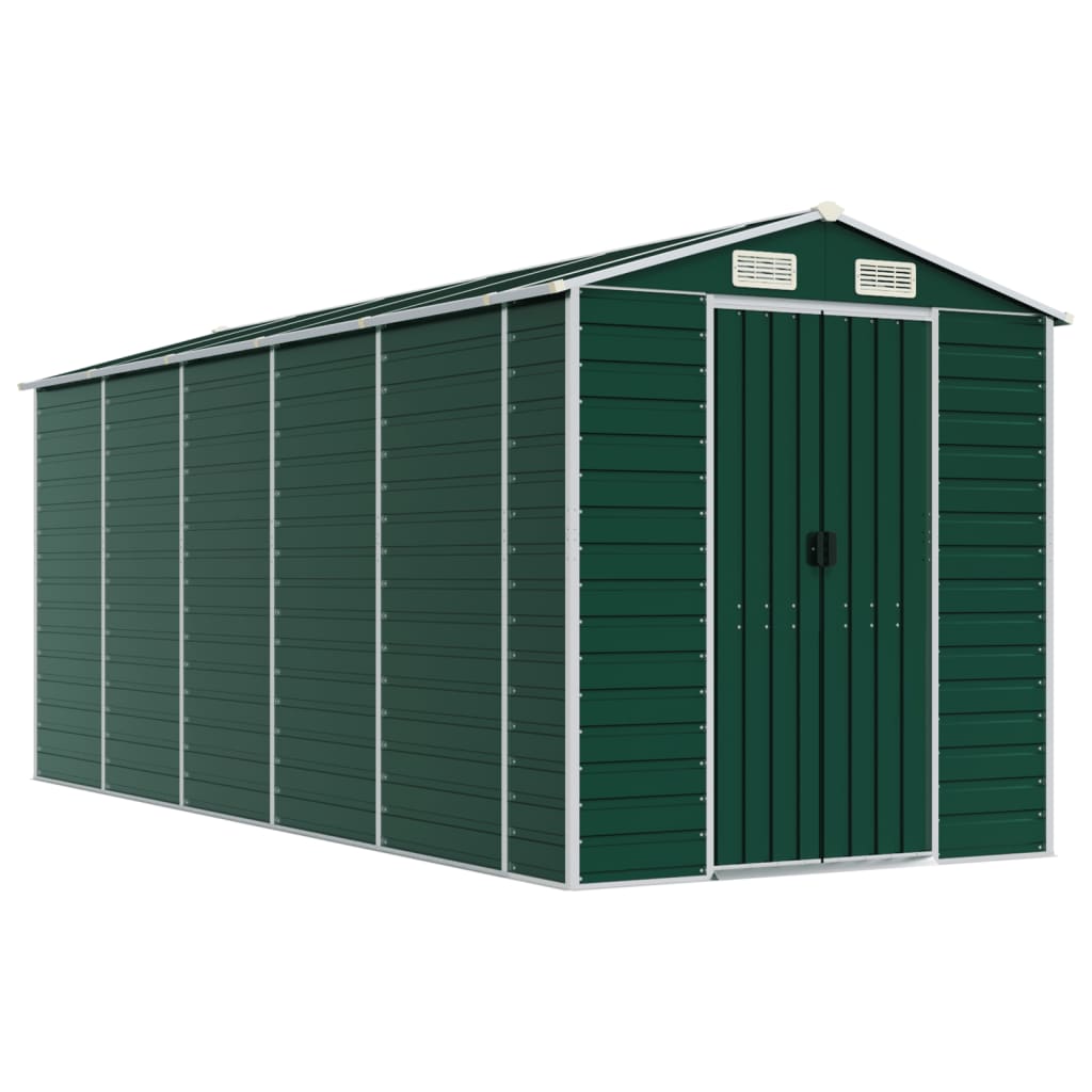 NNEVL Garden Shed Green 191x470x198 cm Galvanised Steel