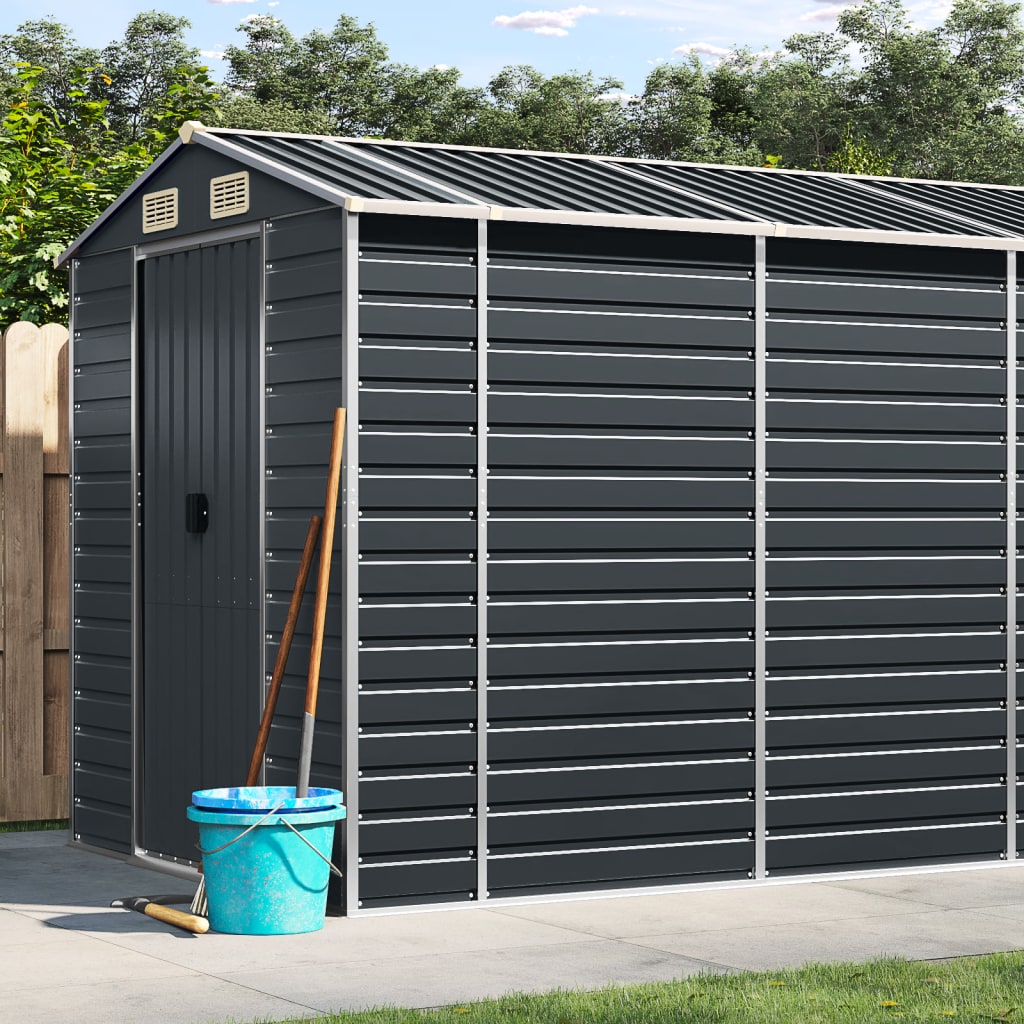 NNEVL Garden Shed Anthracite 191x640x198 cm Galvanised Steel