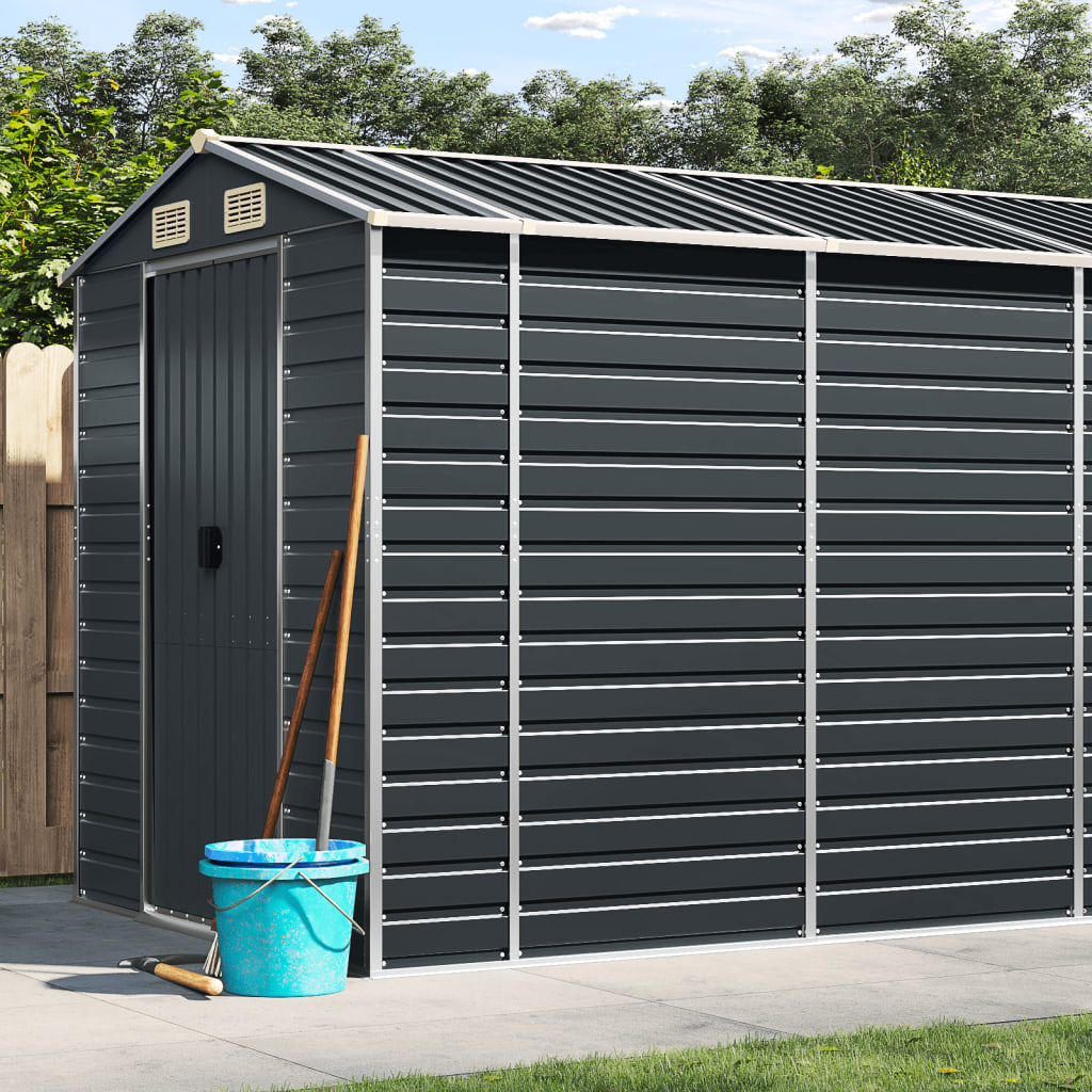 vidaXL Garden Shed Metal Outdoor Storage Shed Anthracite Galvanized Steel