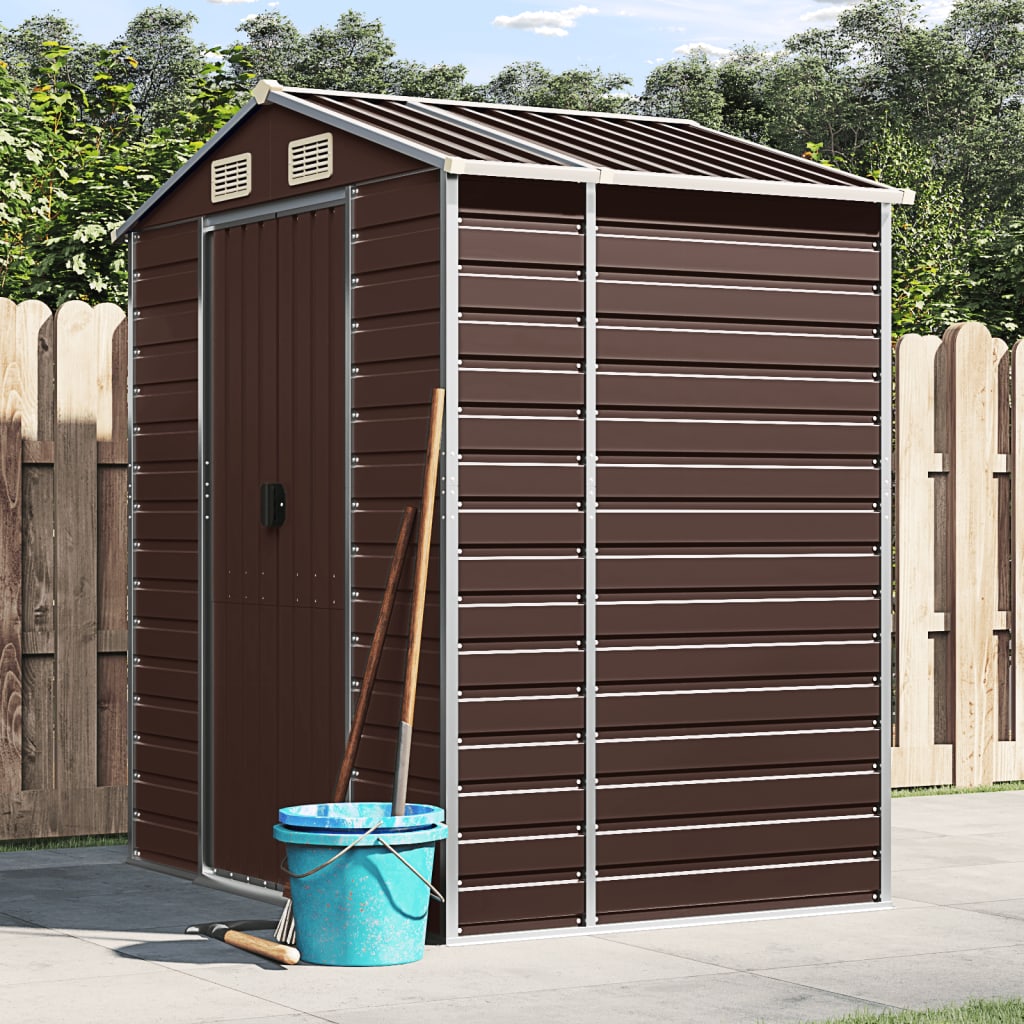 NNEVL Garden Shed Brown 191x130x198 cm Galvanised Steel