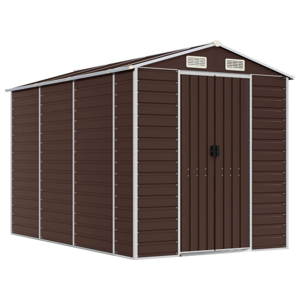 NNEVL Garden Shed Brown 191x300x198 cm Galvanised Steel
