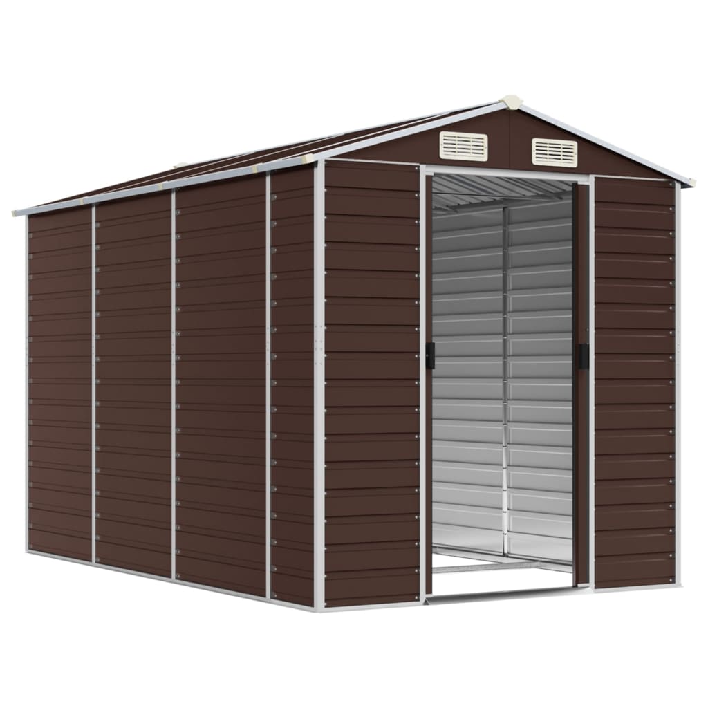 NNEVL Garden Shed Brown 191x300x198 cm Galvanised Steel