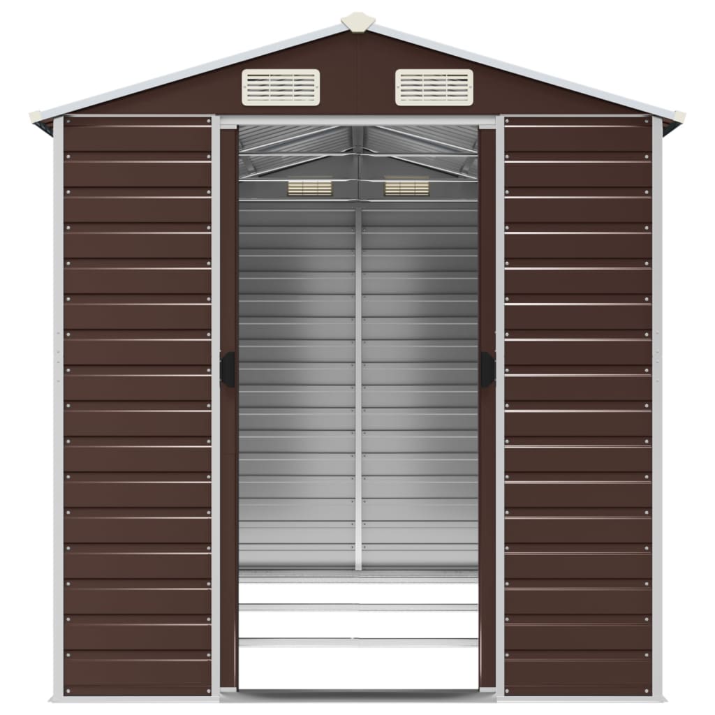 NNEVL Garden Shed Brown 191x300x198 cm Galvanised Steel