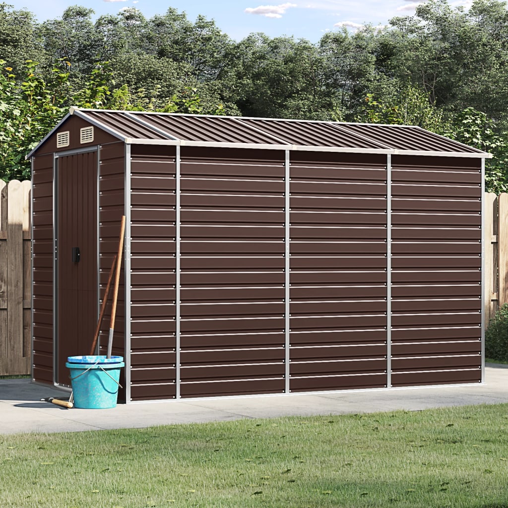 NNEVL Garden Shed Brown 191x300x198 cm Galvanised Steel