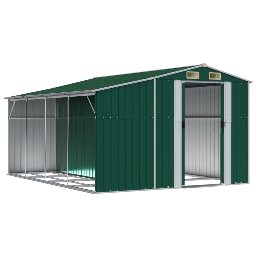 NNEVL Garden Shed Green 277x365.5x179 cm Galvanised Steel