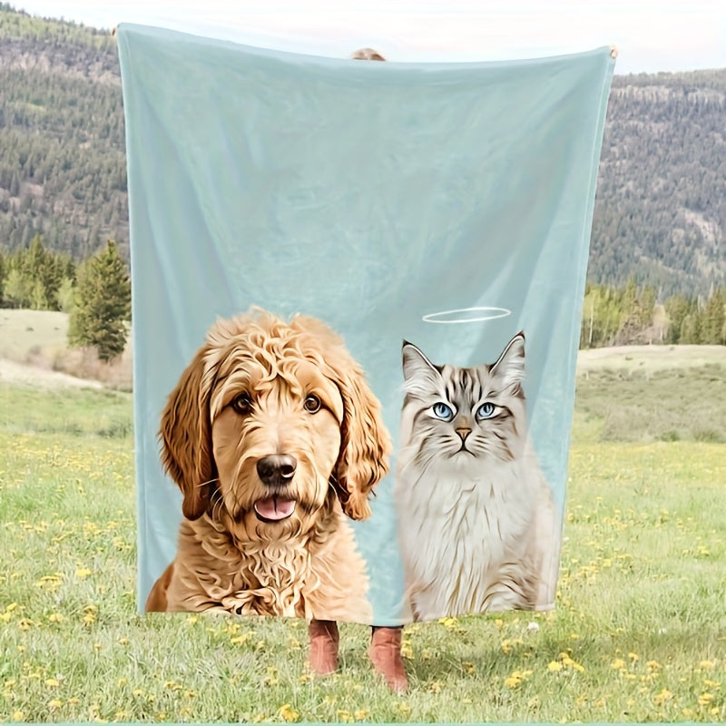 1pc Cozy Personalized Photo Blanket - Throws - Soft Customized Flannel Couch Throw with Meaningful Family, Friends, and Pet Pictures - Unique Gift Idea
