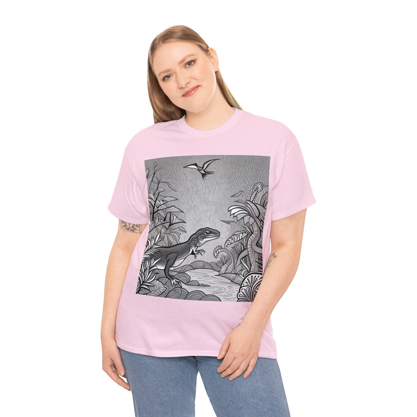 Prehistory Scene Unisex Heavy Cotton Tee - Lizard Vigilante