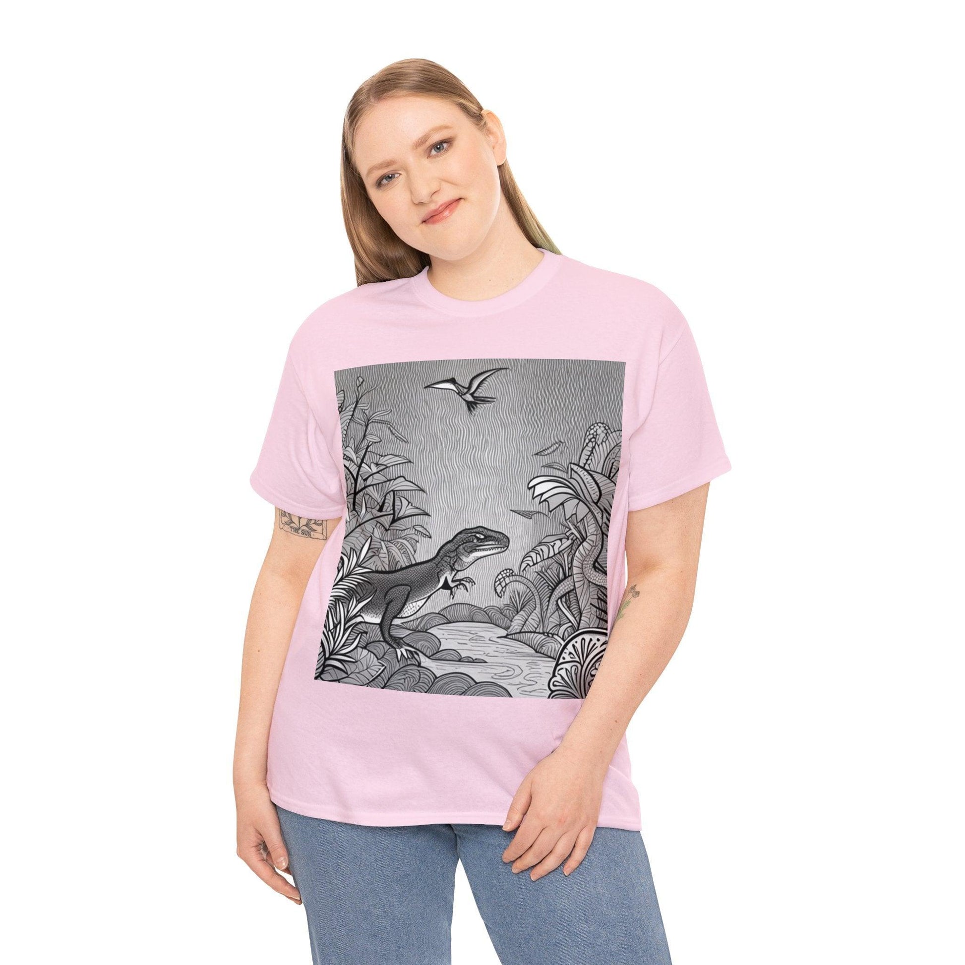 Prehistory Scene Unisex Heavy Cotton Tee - Lizard Vigilante