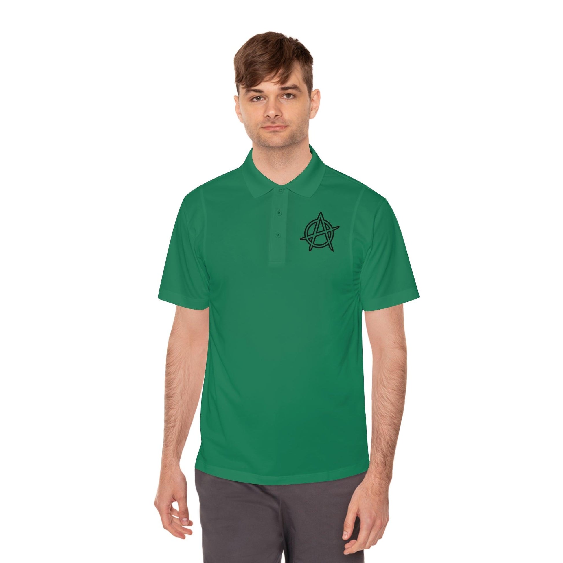 Men's Anarchy Symbol Sport Polo Shirt - Premium T-Shirt from Printify - Just $52.34! Shop now at Lizard Vigilante