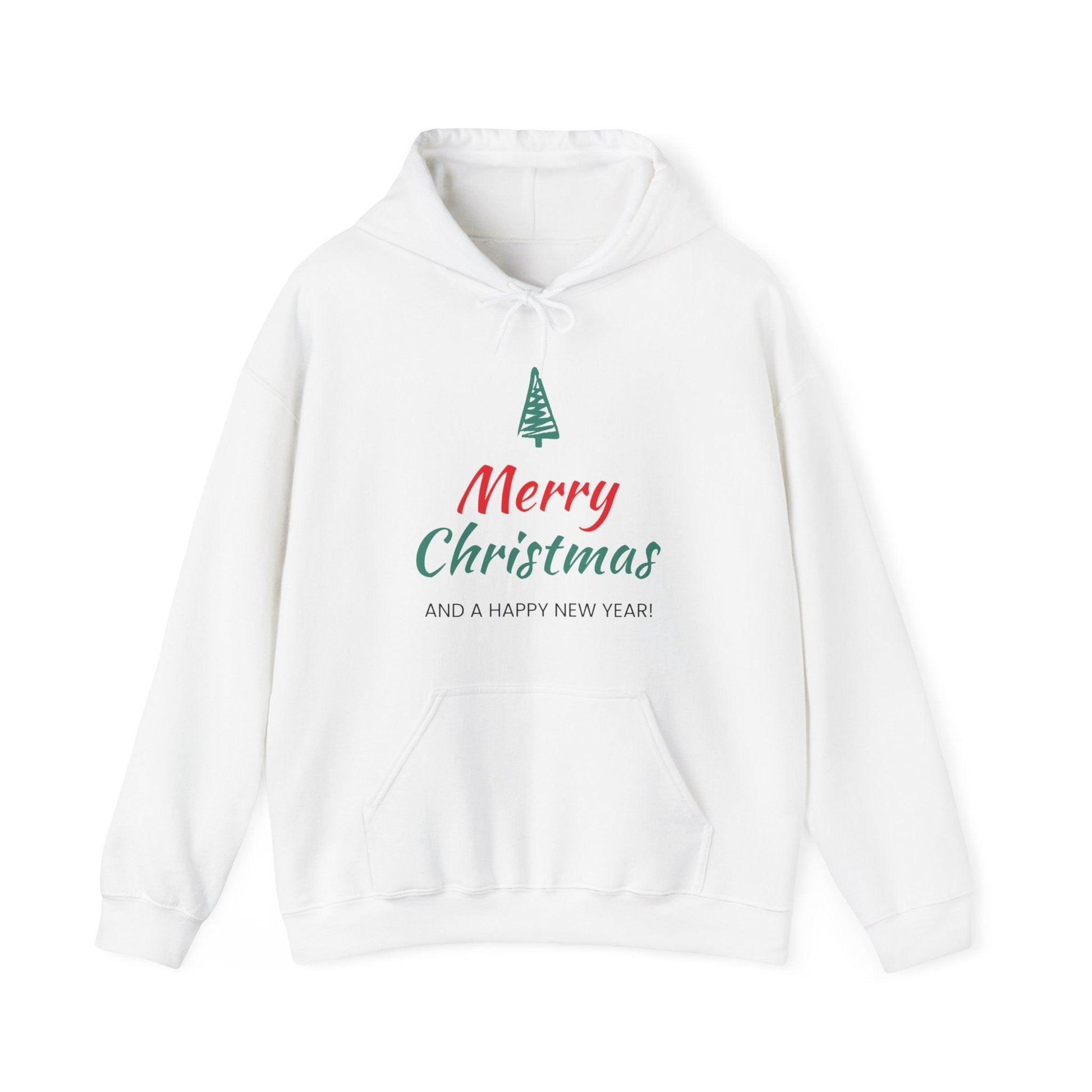 Merry Christmas AND A HAPPY NEW YEAR w Tree Unisex Heavy Blend™ Hooded Sweatshirt - Lizard Vigilante