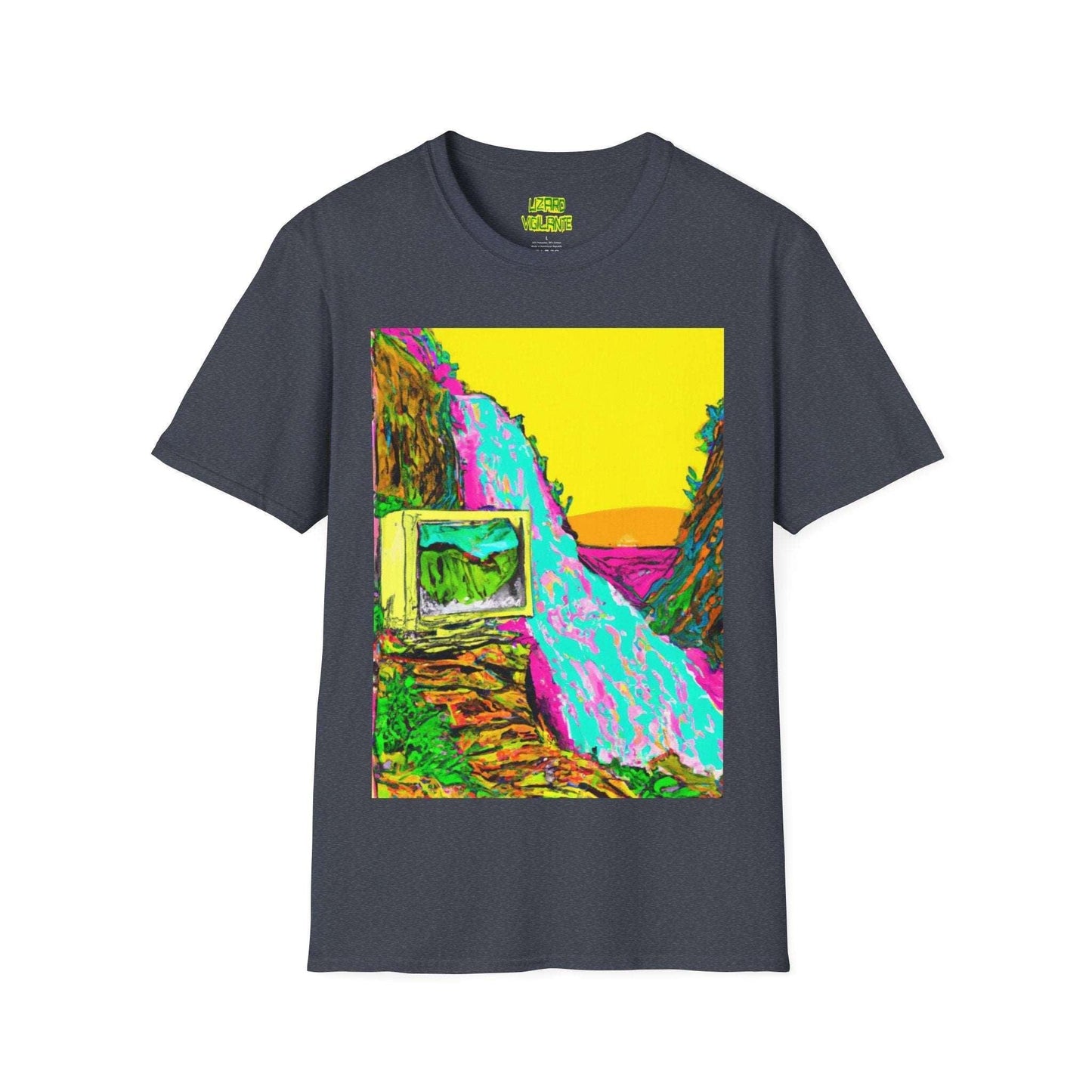 90s Monitor Waterfall Unisex Softstyle T-Shirt - Lizard Vigilante