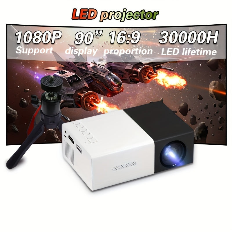 Bright 3000+ Lumen HD Mini Projector- Portable 3D-Ready, Professional High-definition Mini Projector Suitable For Home CinemasAnd Outdoor Camping, Compatible HDTV, USB SD AndHolder, Christmas, Halloween, Thanksgiving Gifts - Premium  from Lizard Vigilante - Just $33.99! Shop now at Lizard Vigilante