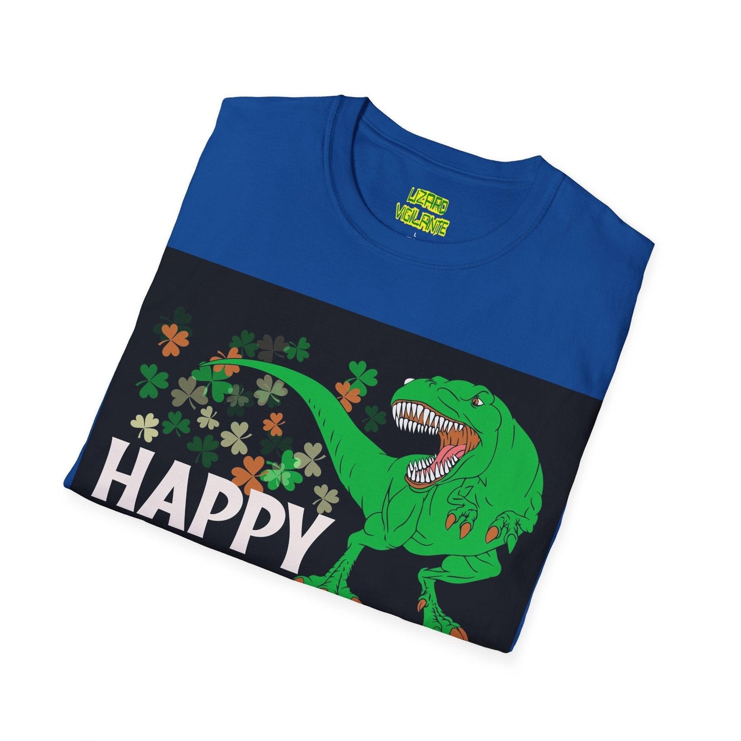 Happy St. Pat-Rex Day T-Rex Dinosaur Unisex Softstyle T-Shirt - Lizard Vigilante