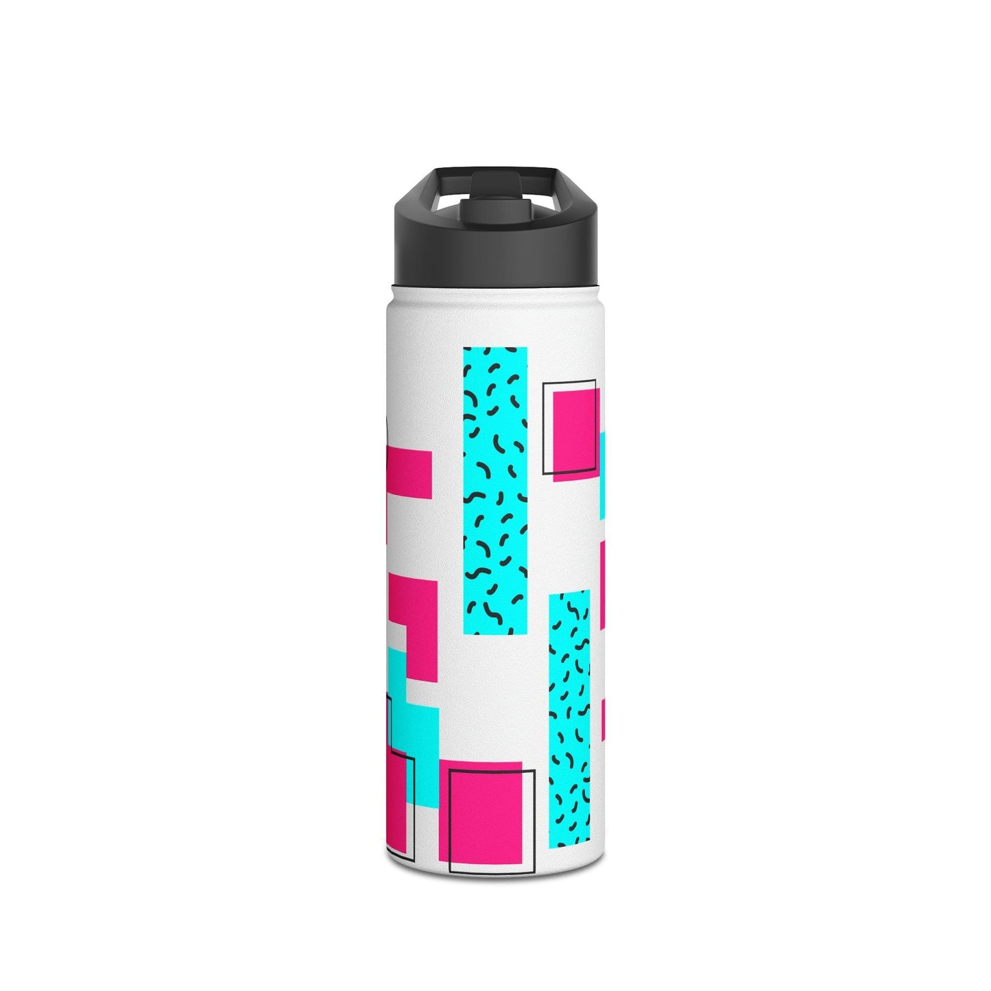 80s Geometric Stainless Steel Water Bottle, Standard Lid, 3 Sizes - Lizard Vigilante