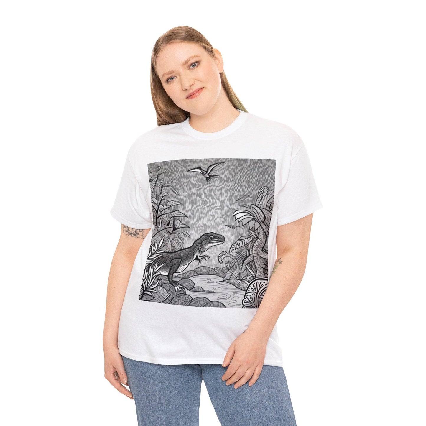 Prehistory Scene Unisex Heavy Cotton Tee - Lizard Vigilante