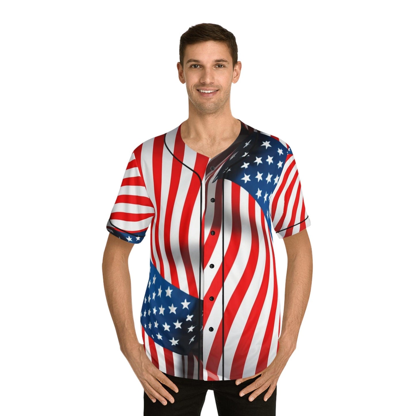 American Flag Men's Baseball Jersey - Lizard Vigilante