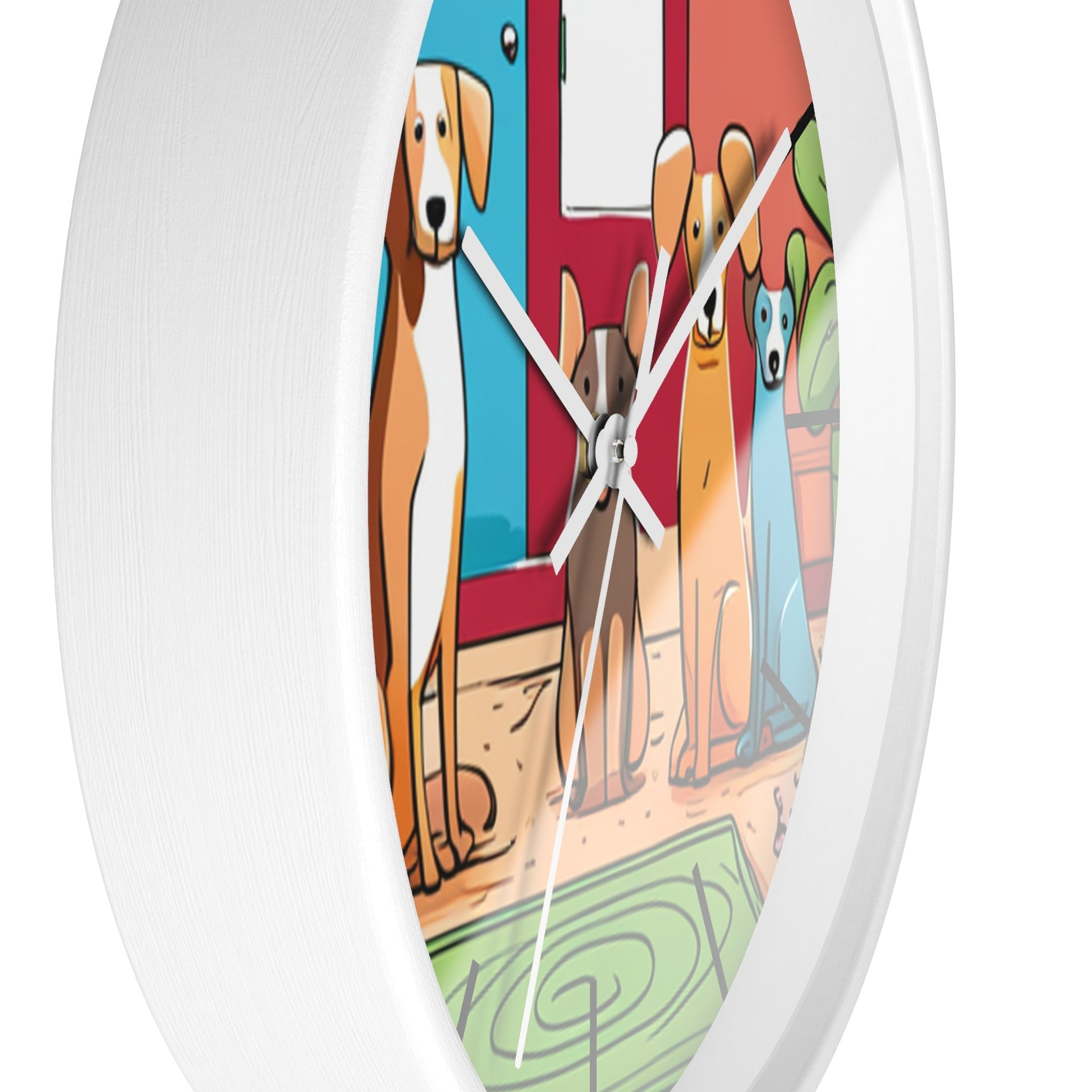 Wall Clock Featuring A Family of Illustrated Dogs - Lizard Vigilante