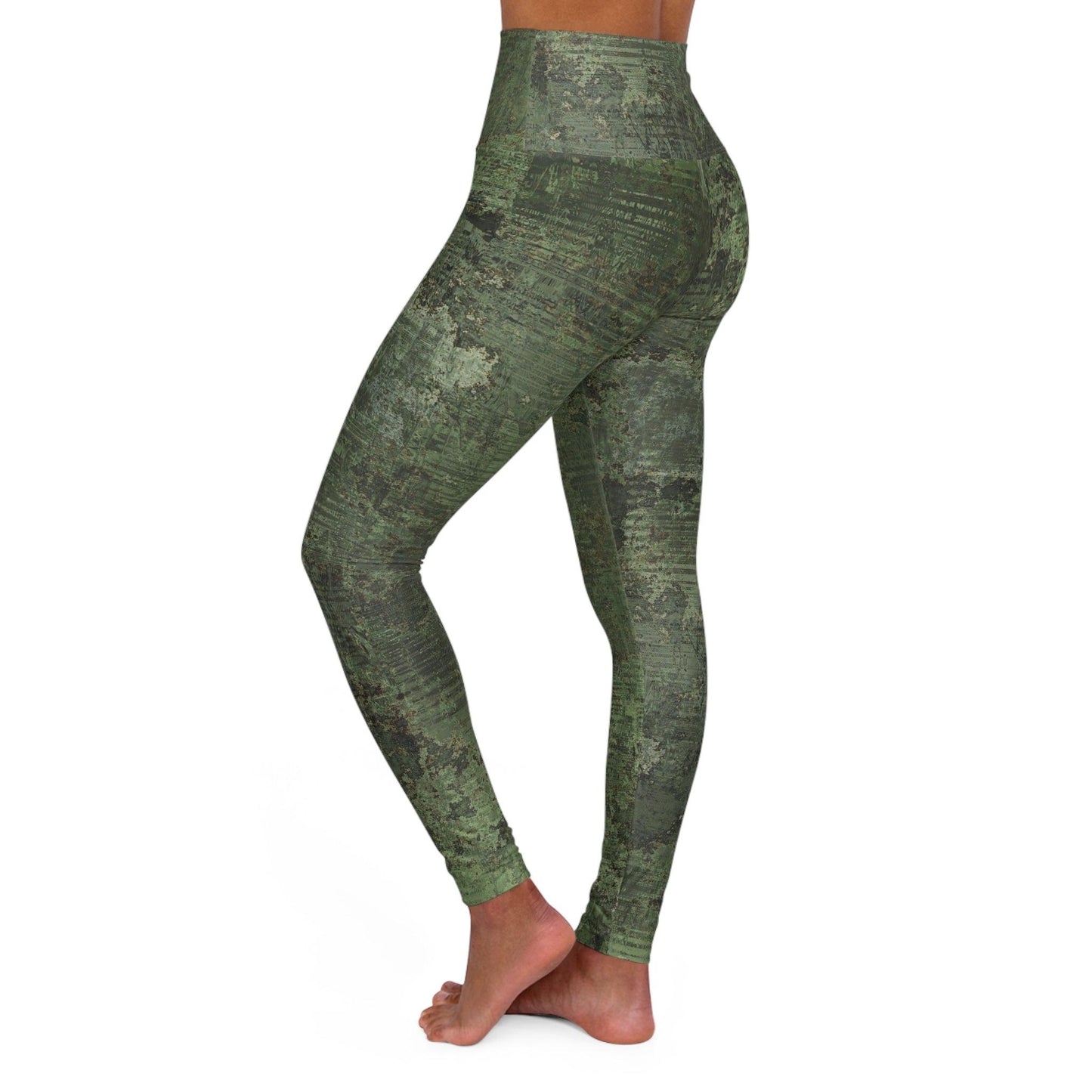 Dirty Green Camo Army High Waisted Yoga Leggings - Lizard Vigilante