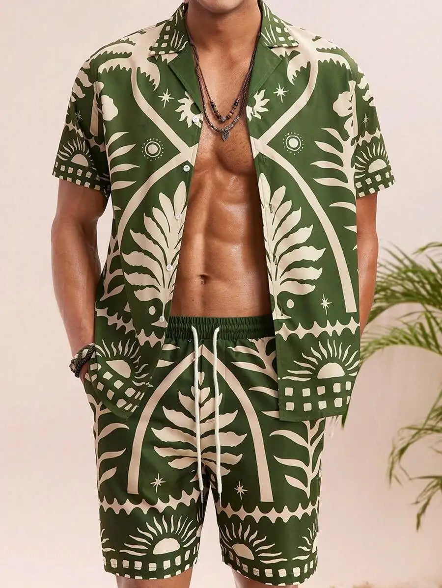 3D Digital Printing Men's Casual Loose Shirt Shorts