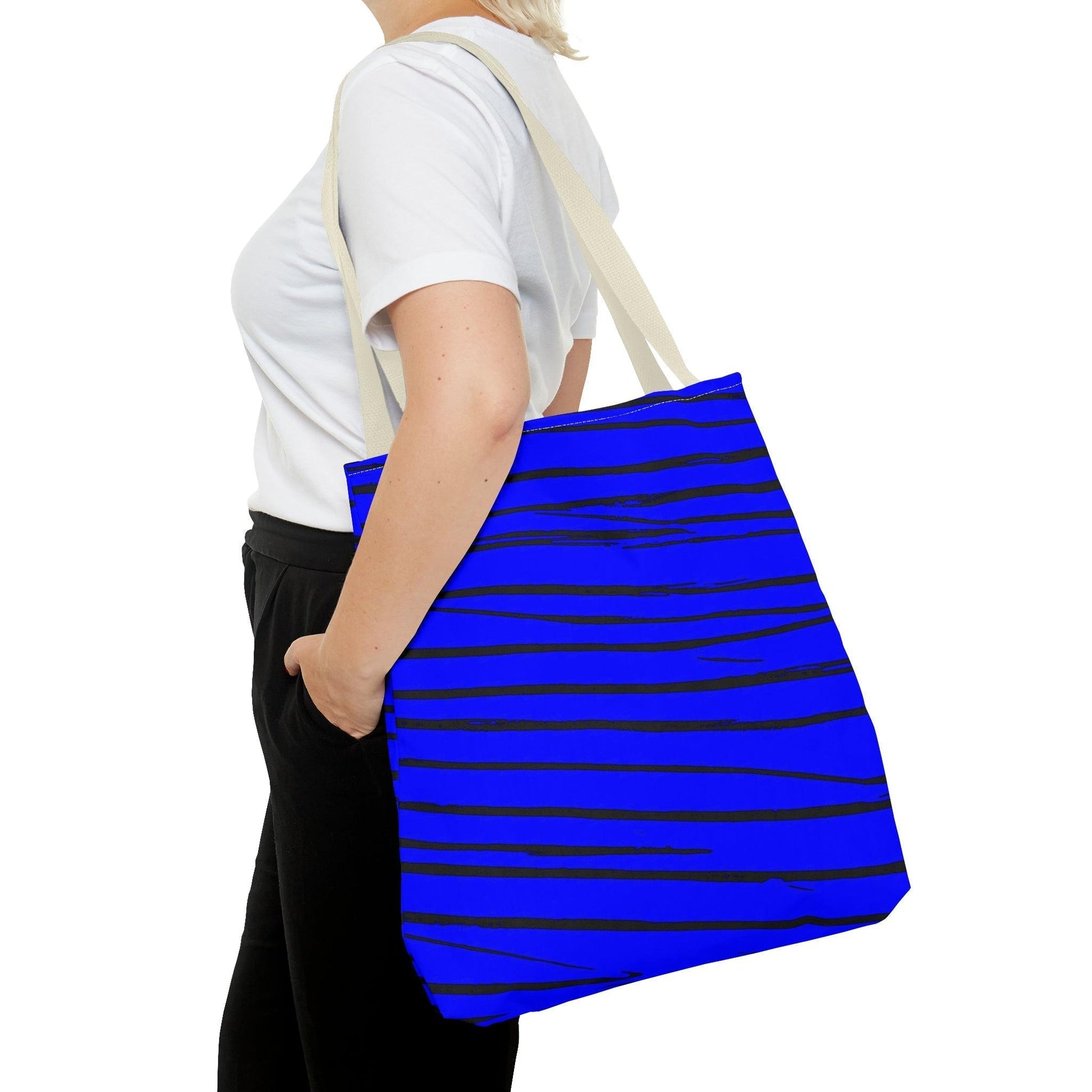 Black & Blue Strips Tote Bag - Lizard Vigilante