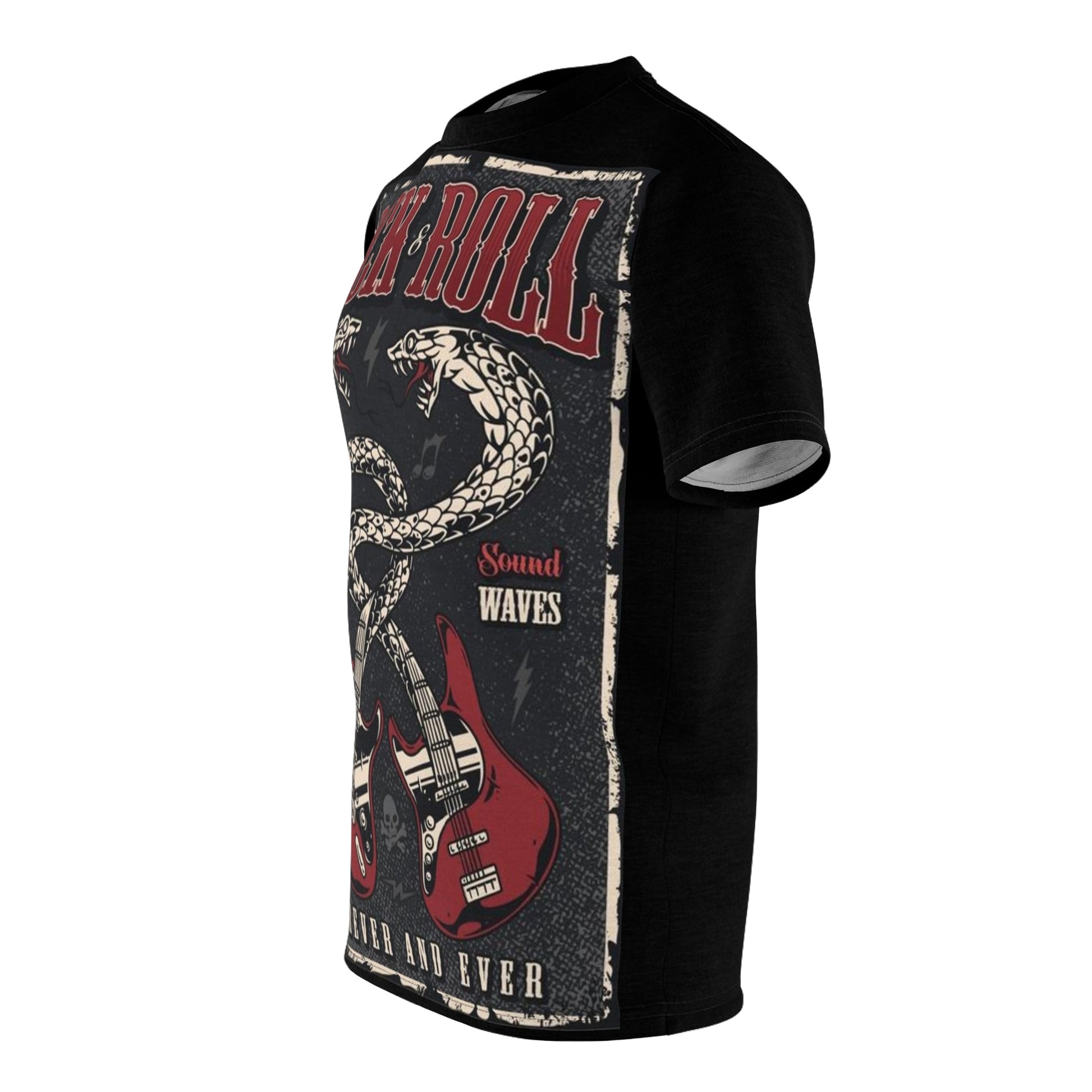 Rock & Roll Forever and Ever Snake Guitars Unisex Cut & Sew Tee (AOP) - Lizard Vigilante
