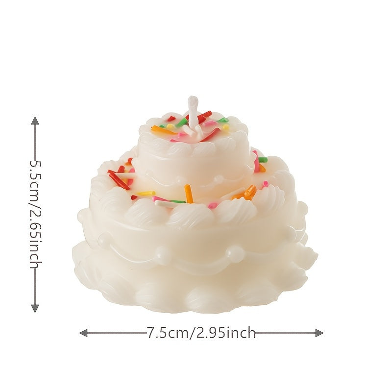 Home Decoration Ornaments Double Layer Cake Shaped Scented Candle Smokeless Soy Wax Youngsters Birthday Party Decorations Photography Props Birthday Gifts New Year Gifts Christmas Gift