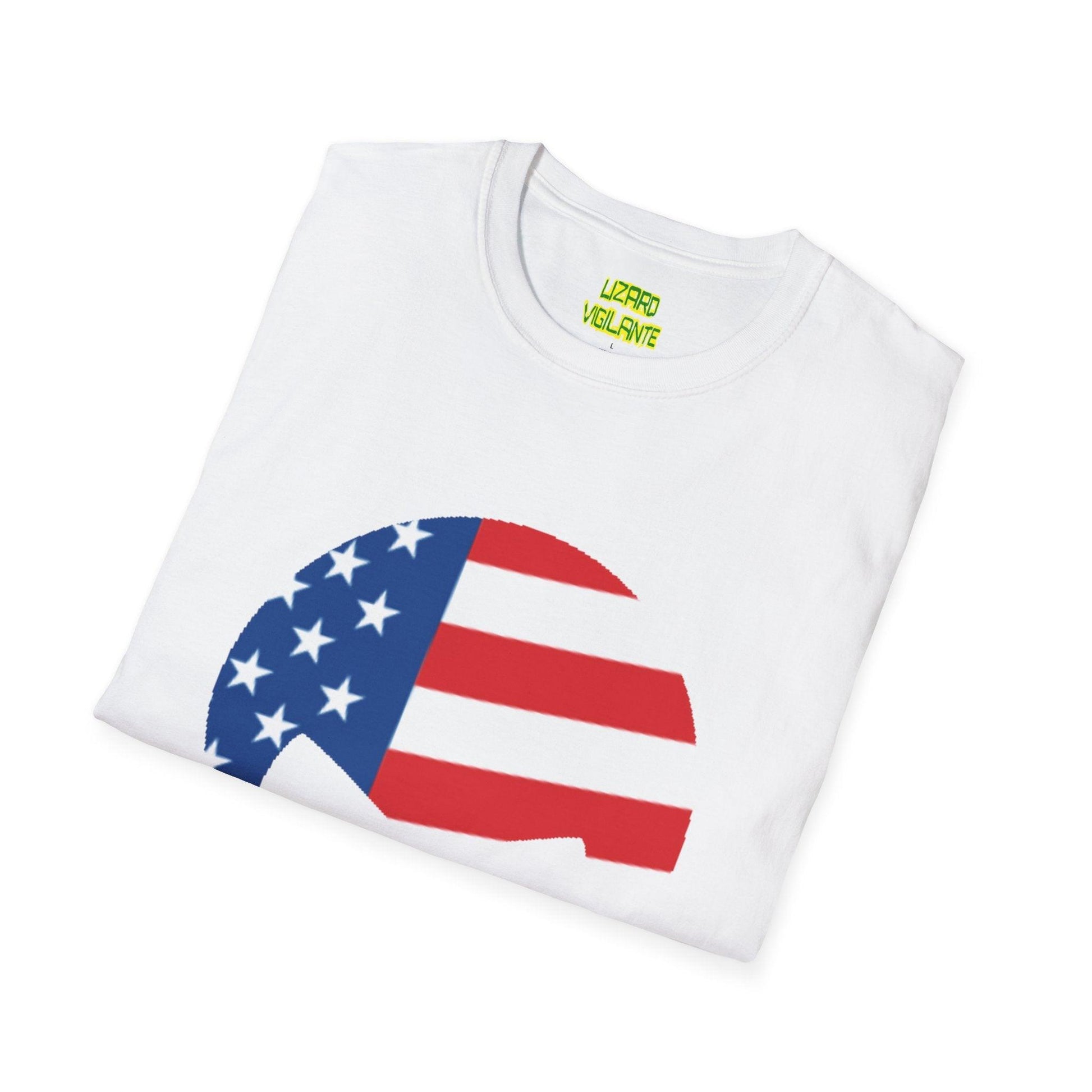 American Flag Skull Graphic Unisex Softstyle USA T-Shirt - Lizard Vigilante