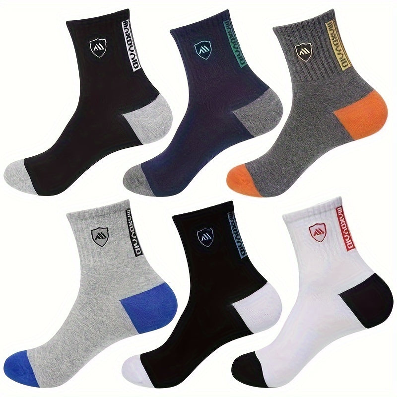 5 Pairs Of Men's Mid Crew Sport Socks, Sweat-absorbing Comfy Breathable Socks For Men's Basketball Training, Running Outdoor Activities