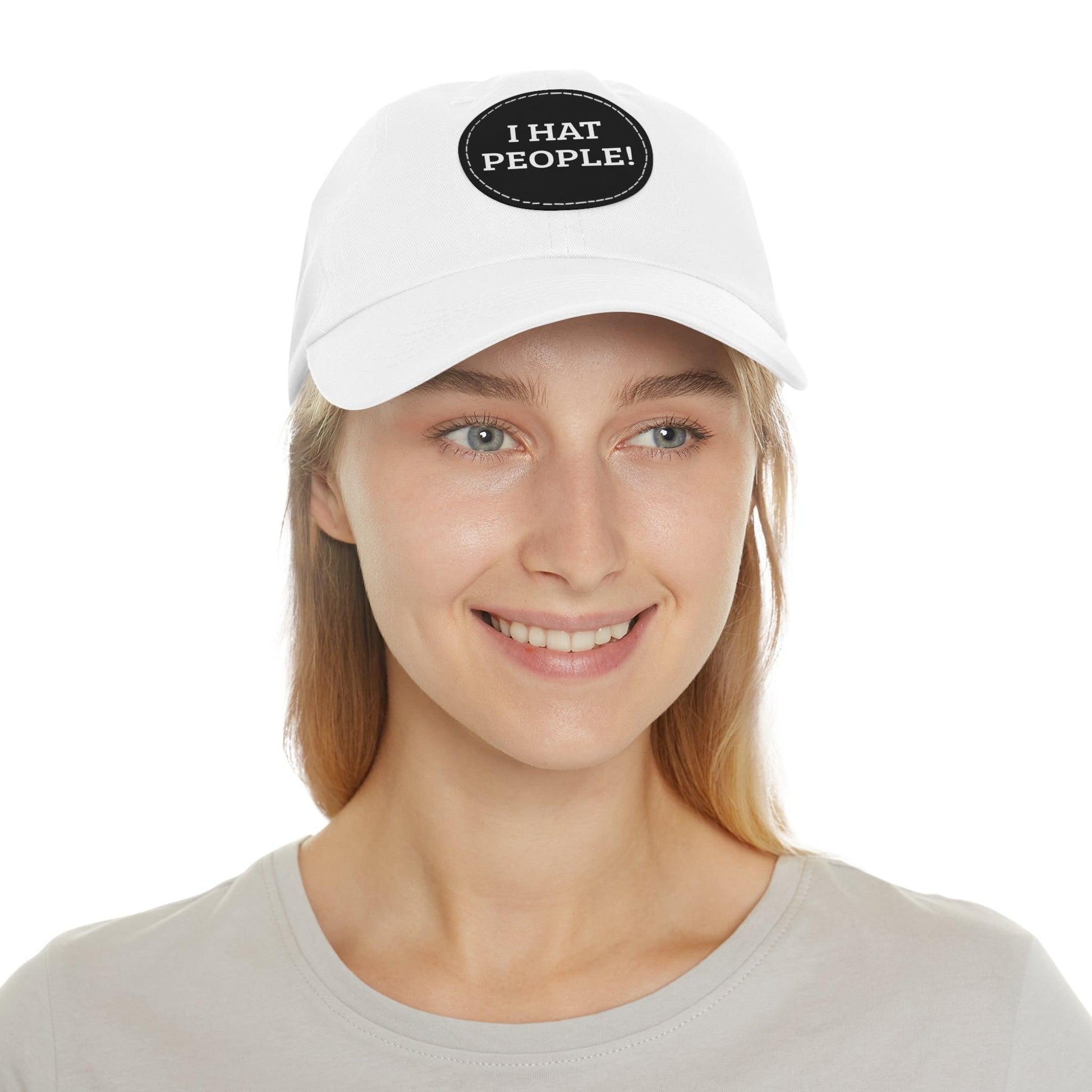 I HAT PEOPLE! Dad Hat with Leather Patch (Round) - Lizard Vigilante