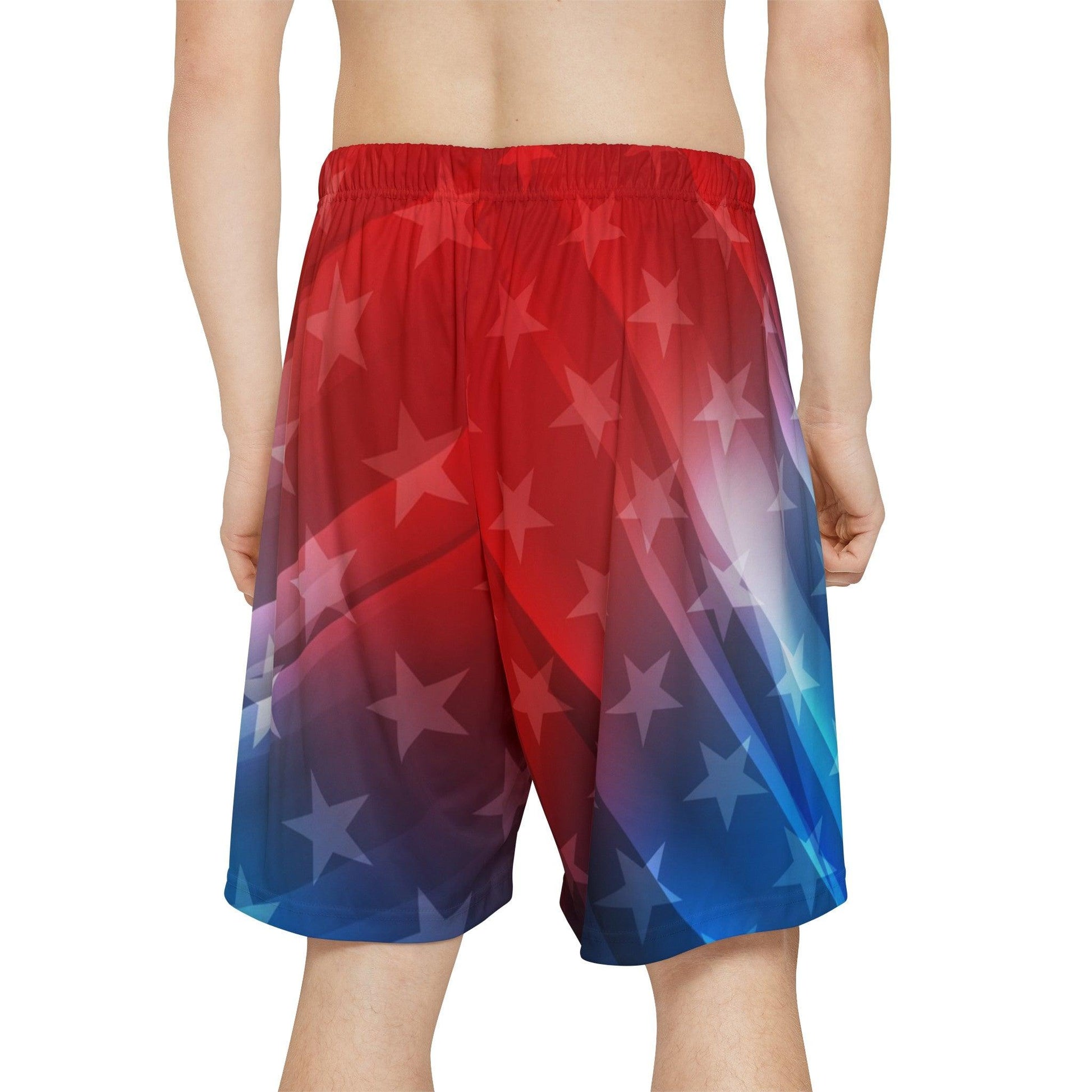 Red White and Blued Men’s Sports Shorts (AOP) - Lizard Vigilante