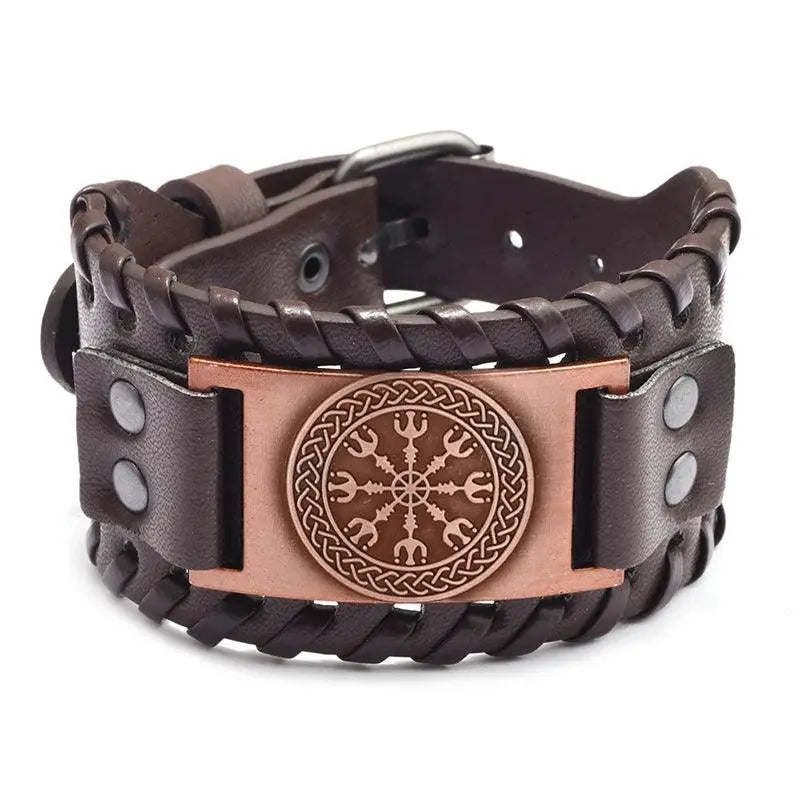 New Trendy Wide Leather Pirate Compass Bracelet Men's Bracelet Fashion Metal Compass Pattern Bracelet Accessories Party Jewelry - Premium Accessories from Lizard Vigilante - Just $17.99! Shop now at Lizard Vigilante