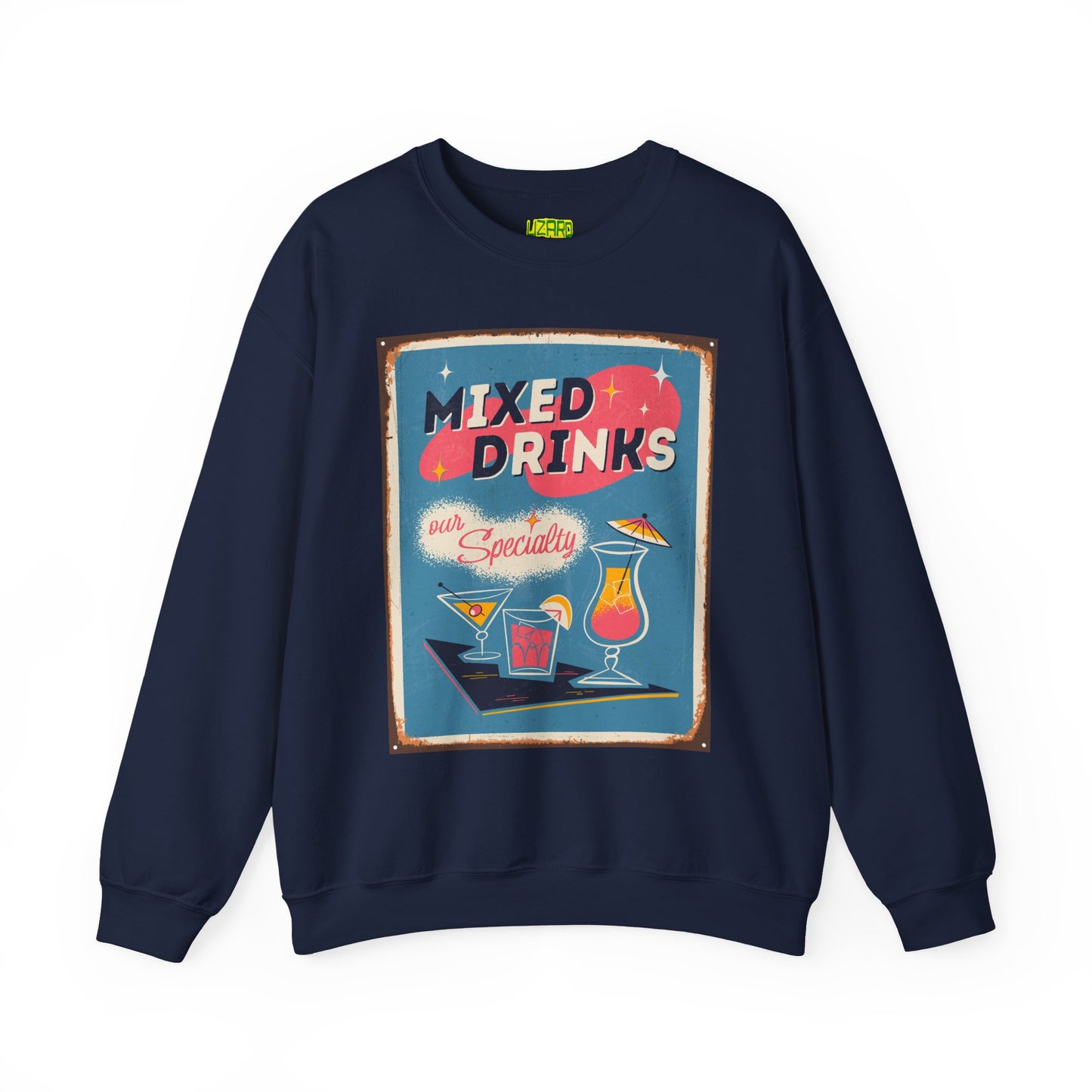 Mixed Drinks Crewneck Sweatshirt — Retro Cocktail Graphic Pullover