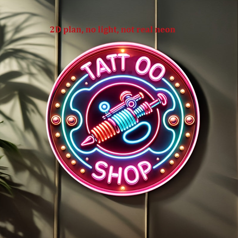 Round Iron Sign for Tattoo Parlors – 7.87x7.87 Inch Non-Electronic Foil Engraving Wall Art for Clubs, Studios, Garages, and Man Caves - Premium tin sign from Lizard Vigilante - Just $21.08! Shop now at Lizard Vigilante