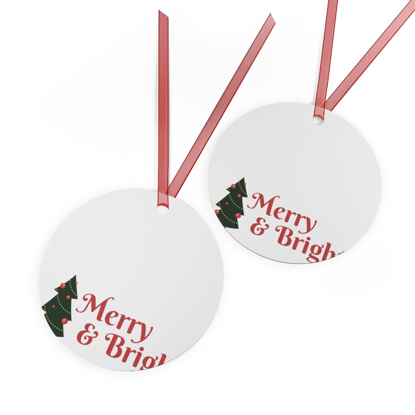 Merry & Bright Christmas Tree Metal Ornaments - Lizard Vigilante