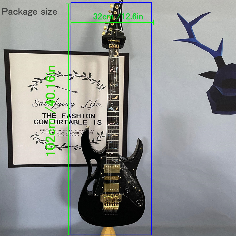 Custom Modern 6-String Black Electric Guitar - HSH Pickup, 24 Fret, Double Tremolo Bridge - Premium Electric Guitar from Lizard Vigilante - Just $588.88! Shop now at Lizard Vigilante