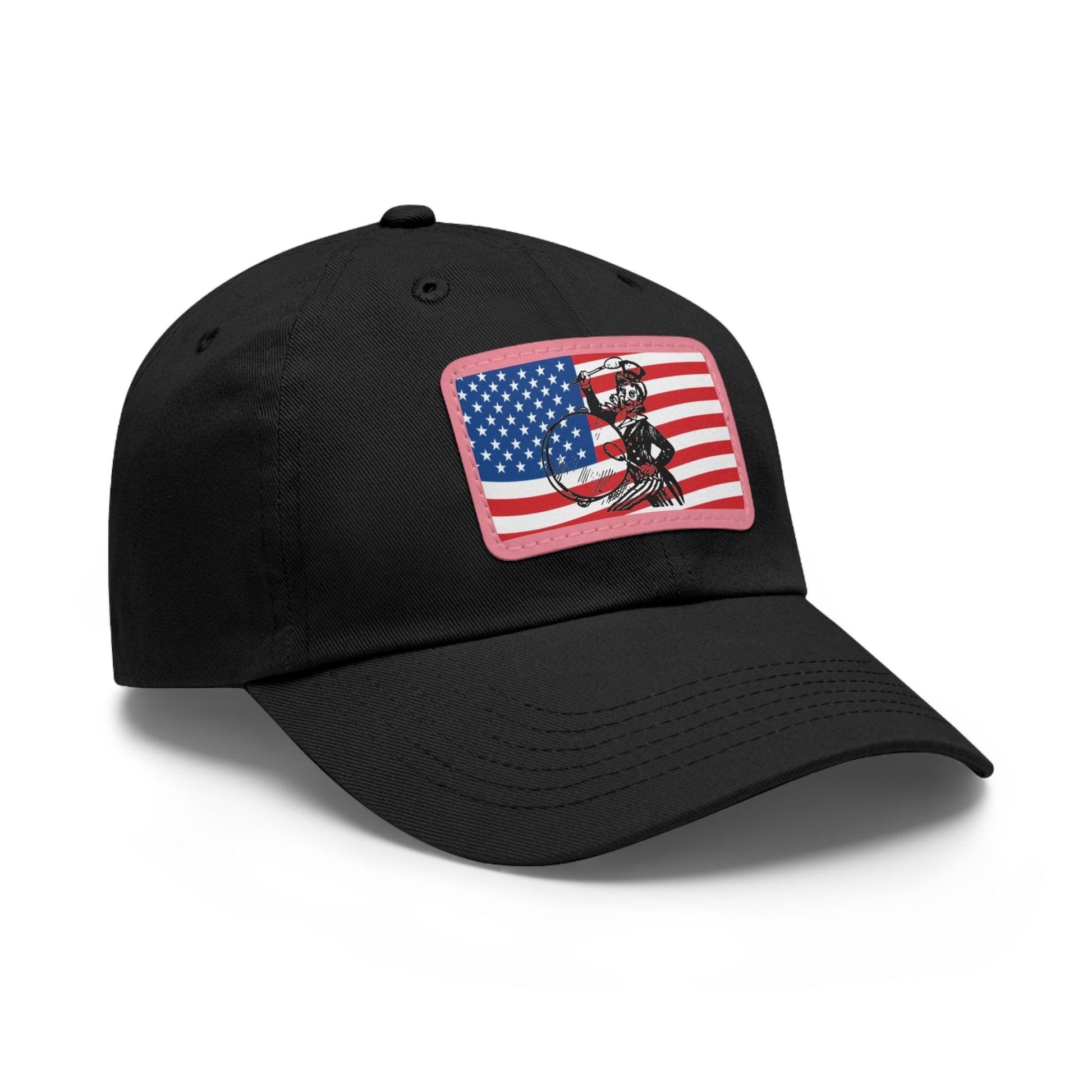 American Flag With Uncle Sam Drummer Dad Hat with Leather Patch (Rectangle) - Lizard Vigilante