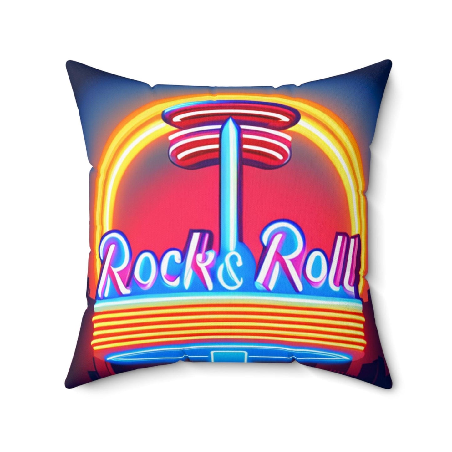 Rock & Roll Diner Spun Polyester Square Pillow - Lizard Vigilante