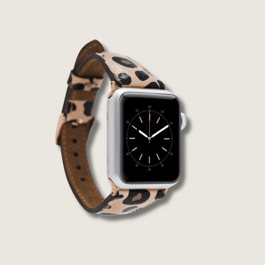 Classic Leopard Print Leather Apple Watch Band - Dallas