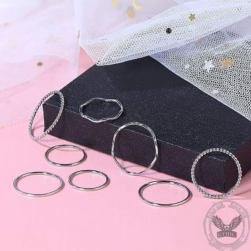 8 Pieces Stainless Steel Minimalist Ring Set