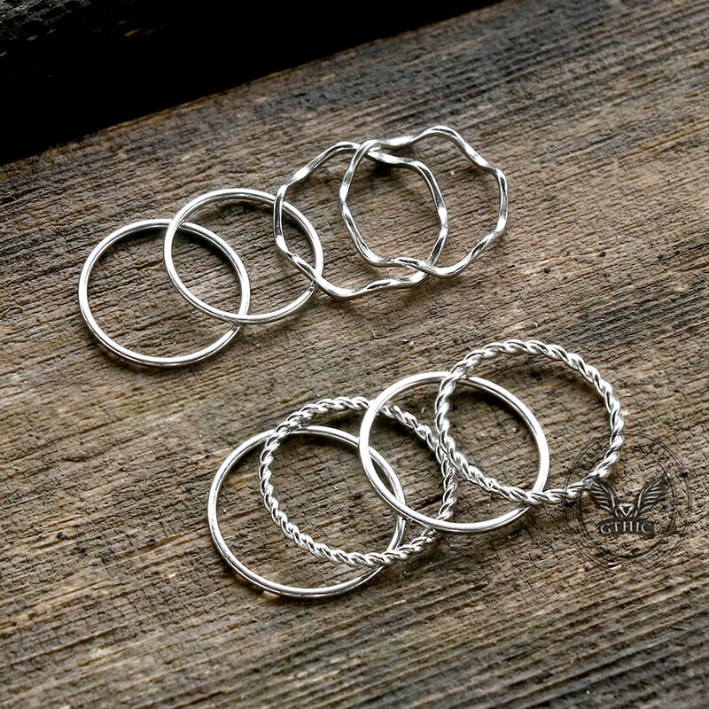 8 Pieces Stainless Steel Minimalist Ring Set