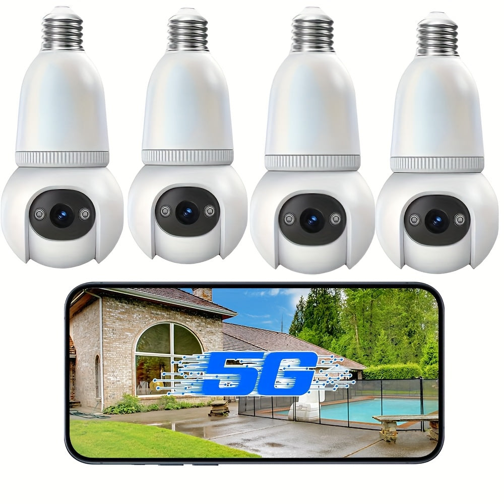 4MP Light Bulb Security Camera | 5G2.4G HD Camera | Wireless | 360-degree Night Vision, AI Body Detection, Two-way Calls, Continuous Recording