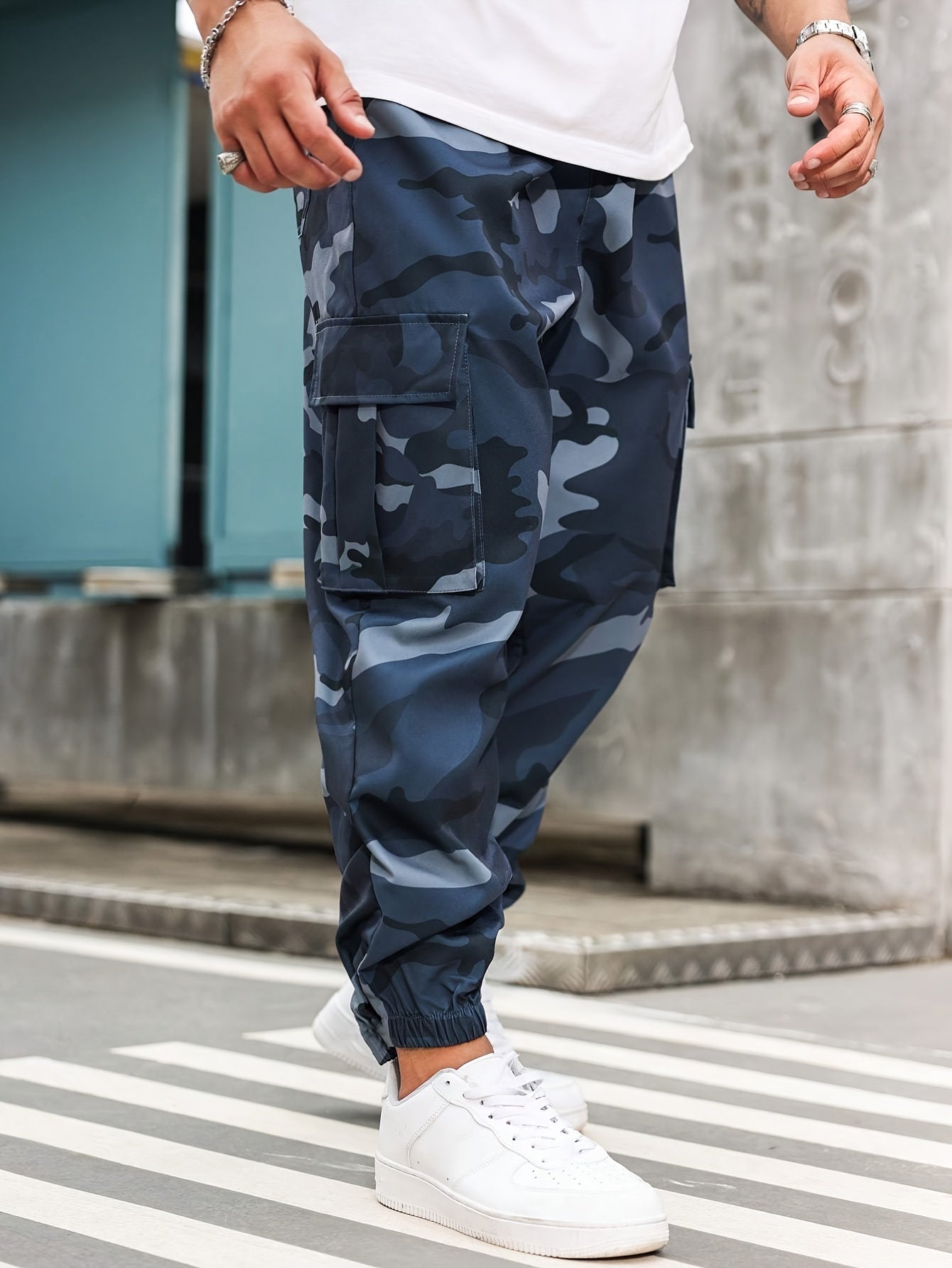 Ultimate Camouflage Combat Joggers – Men's Plus Size Cuffed Cargo Pants with Multiple Pockets - Premium joggers from Lizard Vigilante - Just $23.99! Shop now at Lizard Vigilante